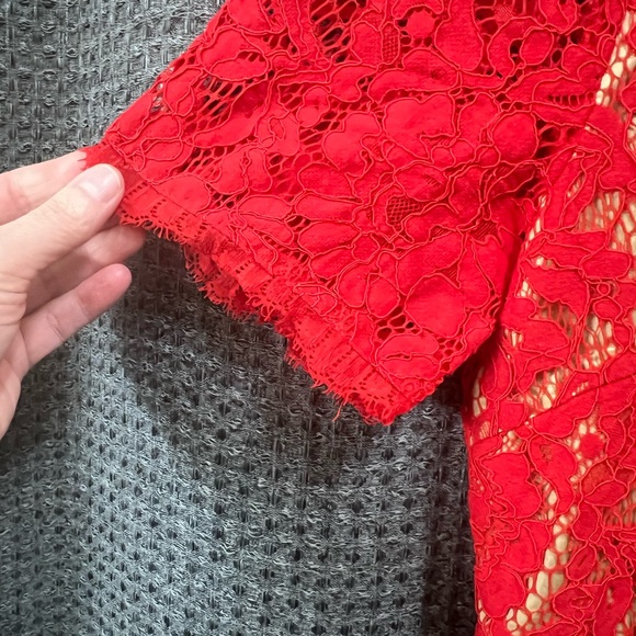 Lush Red Lace Mini Dress Size Large - Picture 2 of 7